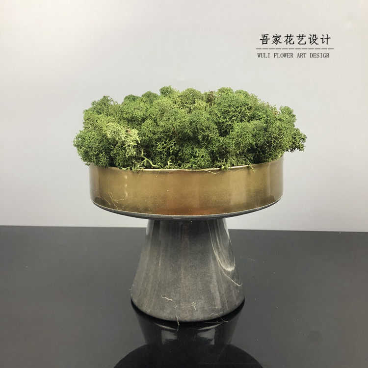New Chinese immortal Moss simulation floral set Villa sample house display center coffee table ornaments designer