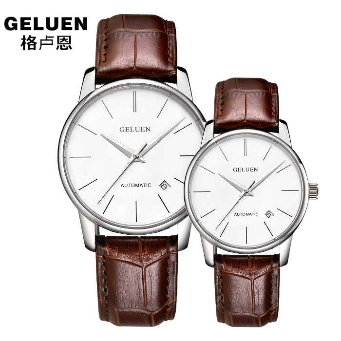 Interest-Free Installment Payment for Couples' Watches, Fully Automatic Mechanical Watch, Ultra-Thin Waterproof Genuine Leather Men's Watch, Brand-Name Watch