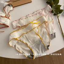 Sweet and sexy low-waist pure cotton panties female comfortable and cute girl day tie sweet pure desire butterfly bowl trousers