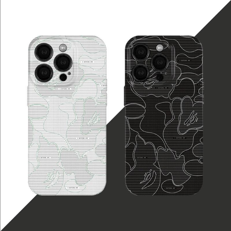 Code Bape~ Suitable for iPhone 16 Pro, High-End Apple 15/14 Film Phone Case, Xiaomi 14/13 Pro Simple Huawei P60 Trendy Brand Honor 100 Ape Head Oppo Protective Case