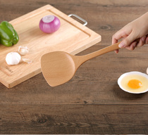 Beech spatula soup spoon Solid wood shovel Kitchen shovel Household long handle paint-free spatula frying shovel soup spoon high temperature resistant vegetable shovel