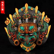 Aesthetic Tantric Tibetan Buddha Lei Zhenzi Nepal handmade painted lacquerware golden eagle head portrait