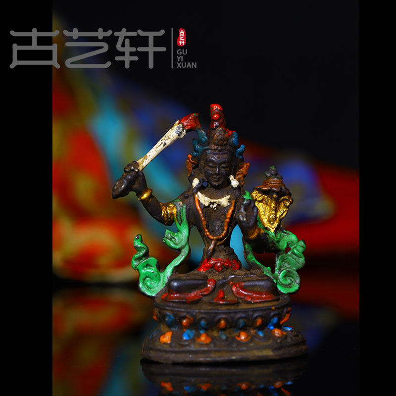 Ancient Arts Xuan Nepali Crafts Old Brass Painted Wench Bodhisattva bronze statue home dedicated to Buddha's dense Tibetan Buddhist