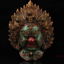 Guyi Xuan old pure copper inlaid treasure stone painting drawing Jinma Haga head portrait