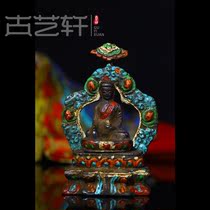 Nepal craft old brass painted Sakyamuni bronze statue home dedicated to Buddha statue ornaments Tantric Tibetan Buddha