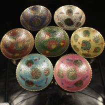 Ancient Yixuan Nepal craft pure copper carving painted net water bowl for a set of bowls