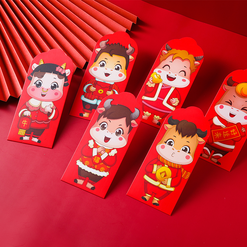 2021 Ideas for Chinese New Year Pressure Year Old Bags Children Bull Year Red Envelopes Annual Meeting Cartoon Three-dimensional New Year Red Bag Wedding Li is a seal