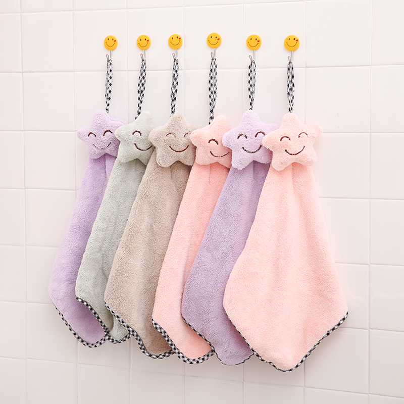 Cartoon Wipe Hand Towel Hanging Cute Super Super Absorbent Coral Suede Thickened Makeup Room Towel Kitchen Rag For Home