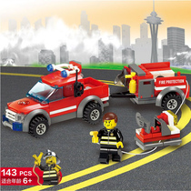  Compatible with LEGO assembly building blocks City fire rescue vehicle series vehicle boy puzzle primary school childrens toys