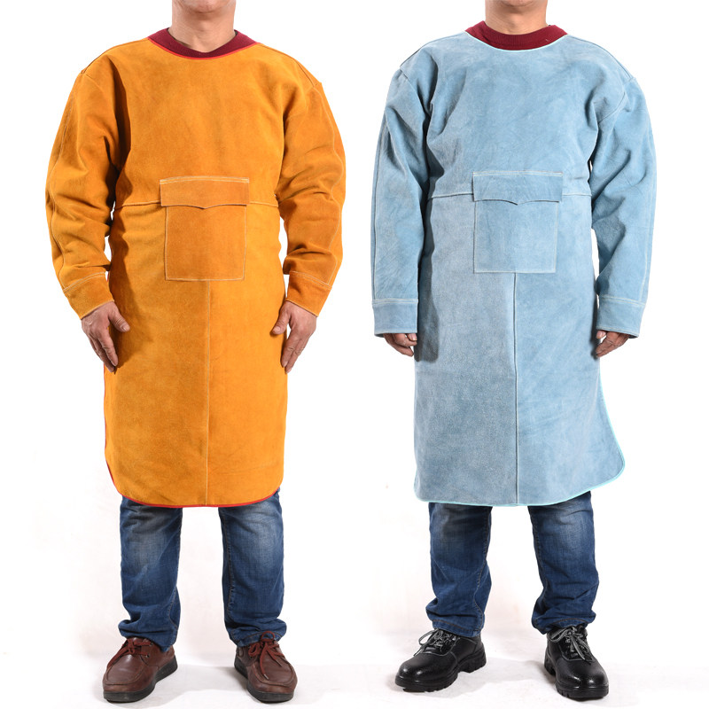 Cowhide welding suit Welder protective clothing Argon arc welding apron work clothes Anti-scalding flame retardant anti-radiation anti-high temperature