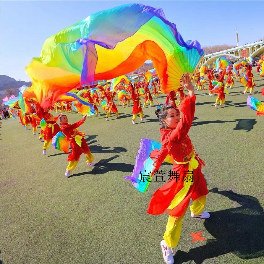 Silk Dance Fan Professional Belly Dance Fan Long Fan Dance Fire Fan Sing Branch Song to the Party