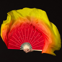 1 Real Silk Fan Dance Fan bifacial dancing fan lengthened ethnic dance fan Seedlings Song Fan