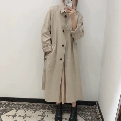 Осенний плащ, длинная осенняя хаки куртка, 2021 года, средней длины, городской стиль, яркий броский стиль, изысканный стиль, в британском стиле