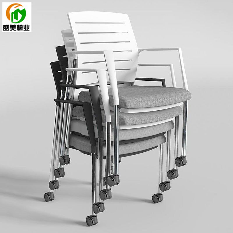 Gray conference chair reception chair modern four wheel office chair hospital escort middle class chair staff fixed computer chair