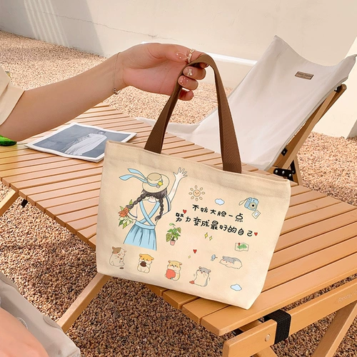 Льняная сумка, милый универсальный шоппер для выхода на улицу, ланч-бокс, банка для хранения, коллекция 2023, сумка для еды