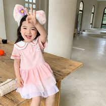 2022 (new in summer) womens treasure sweet and cute pink dolls collar short sleeves dress girl 100 hitch a Korean version