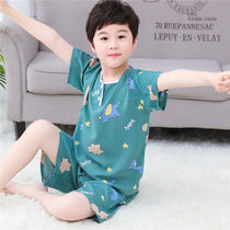 Summer short sleeves Childrens pyjamas cotton boys and children Childrens air conditioning Baby cotton silk Home Clothing Thin-made cotton