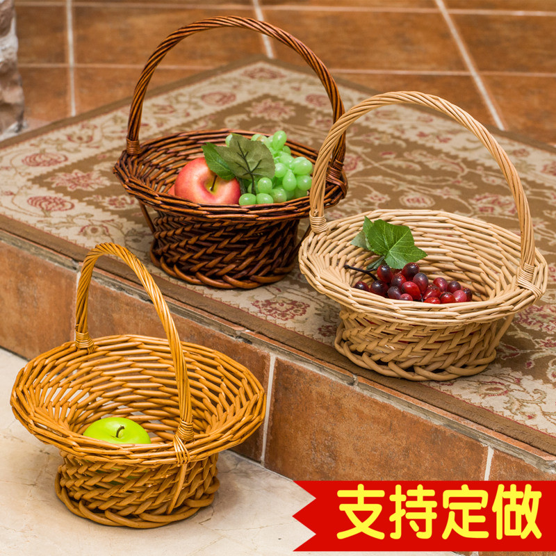 Bamboo basket storage basket supermarket fruit basket rattan weaving kindergarten basket weaving frame decoration living room performance small flower basket