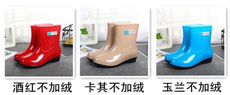 Giày đi mưa cho nữ dành cho nữ cộng với nhung có thể tháo rời ủng đi giày trượt cao su ngắn thời trang trong giầy cao su ấm giày cotton mùa đông