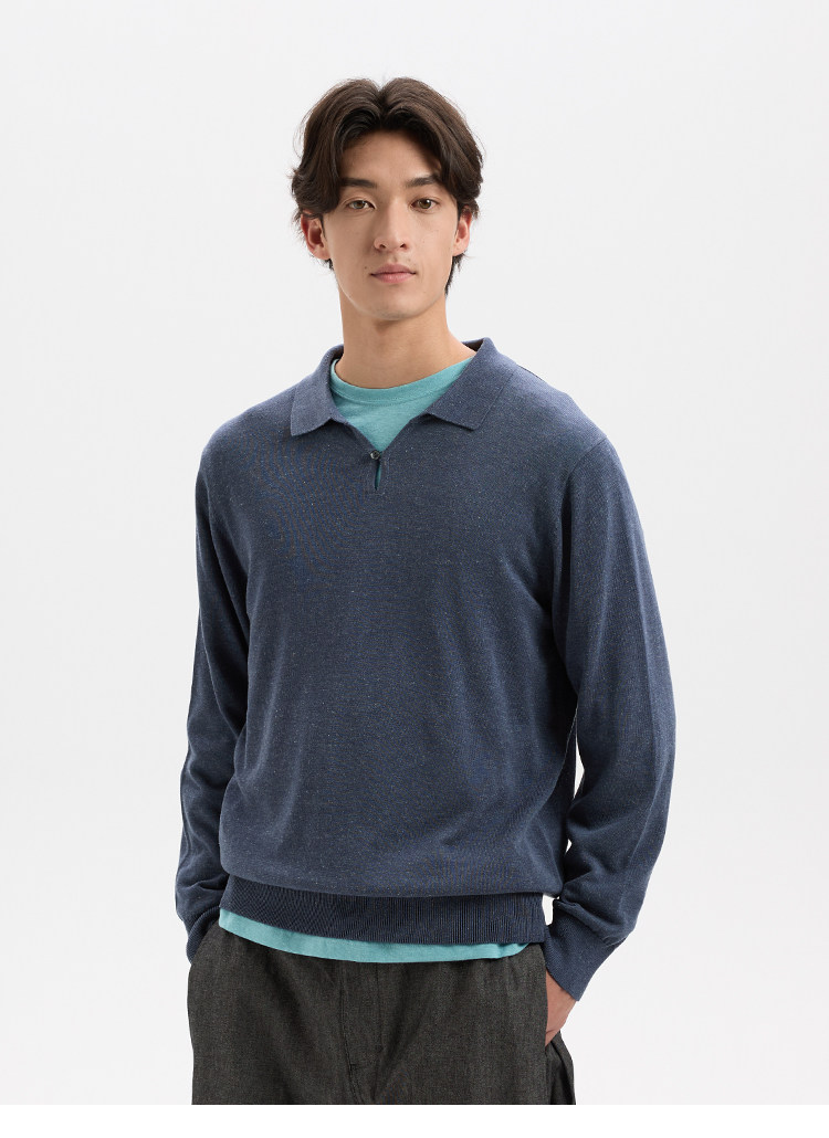 BUTTBILL Half-Button Lapel Knit Polo