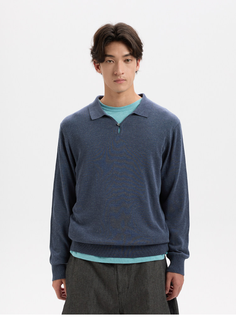 BUTTBILL Half-Button Lapel Knit Polo