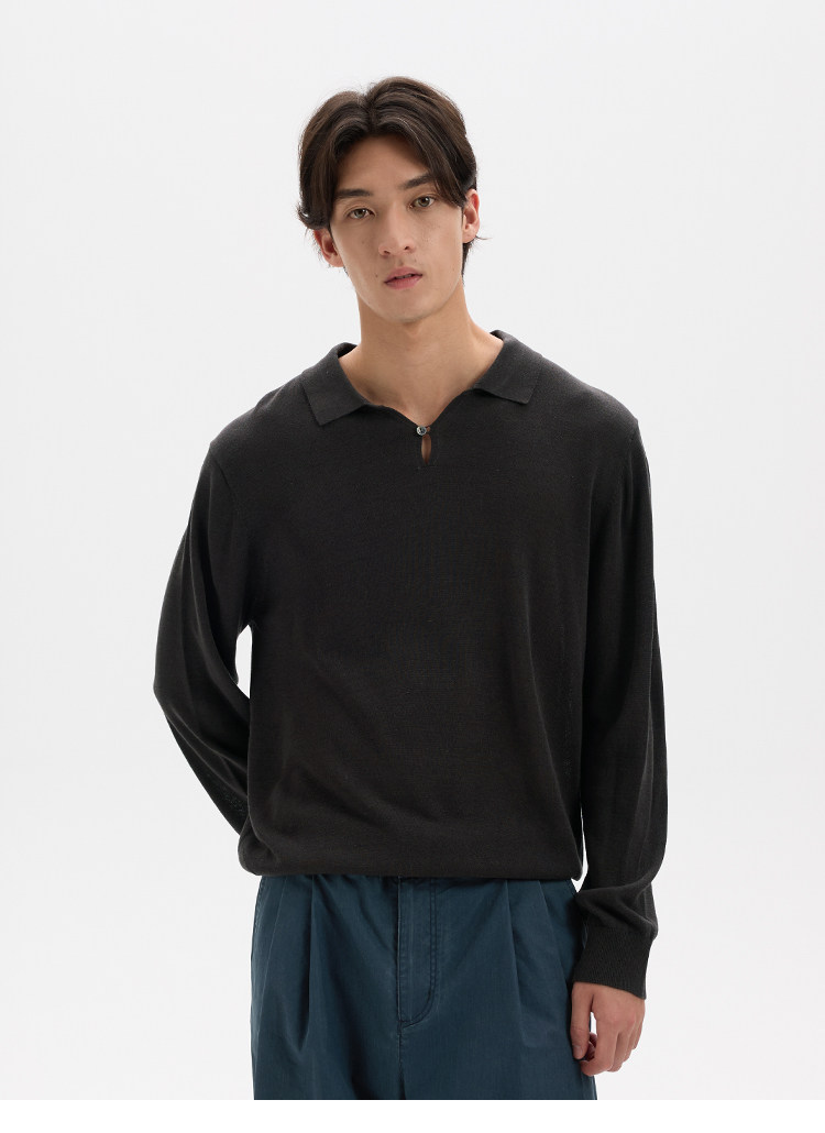 BUTTBILL Half-Button Lapel Knit Polo