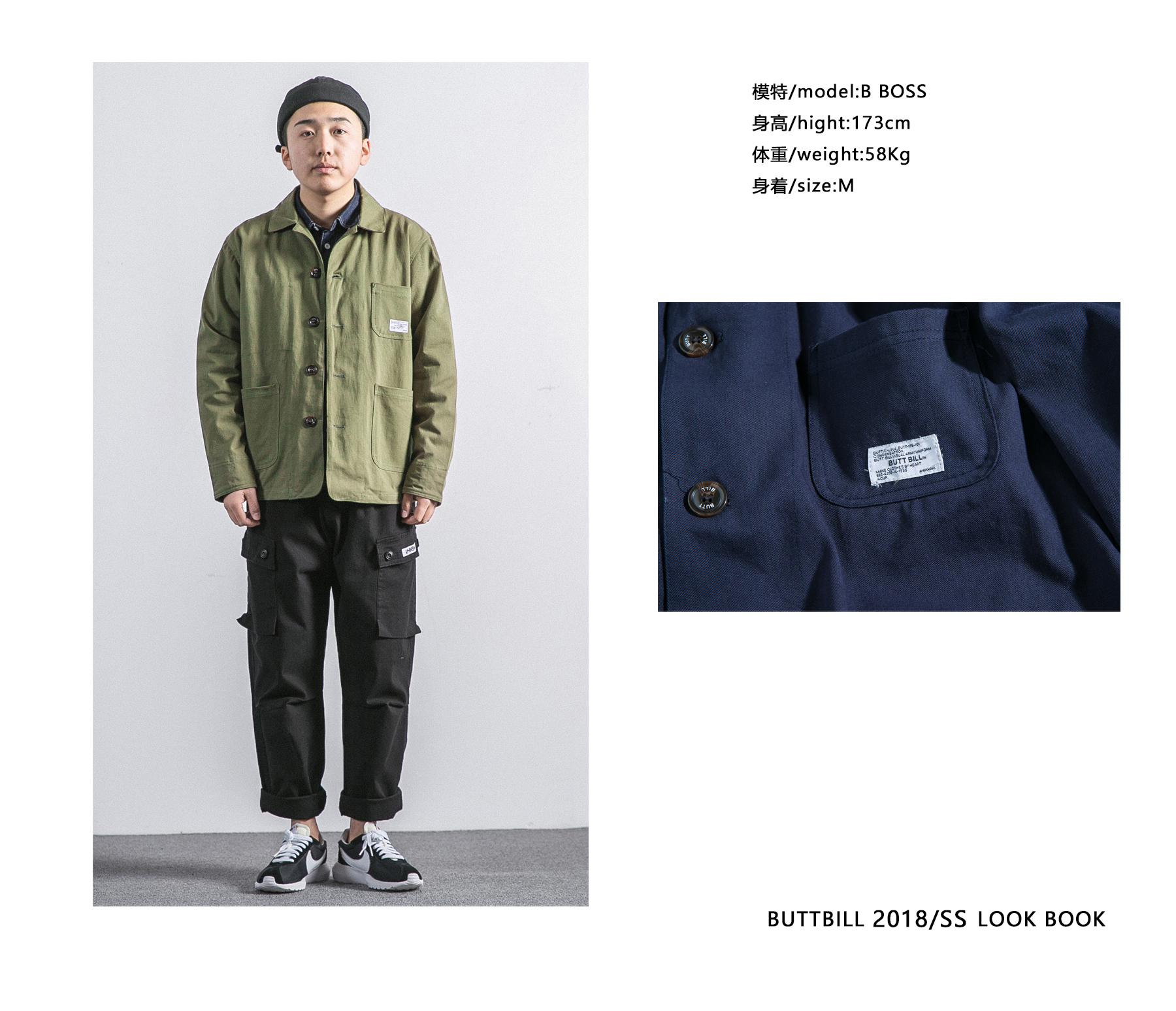 18SS American gió quân retro xu hướng ba túi dụng cụ áo khoác nam giới và phụ nữ lỏng lẻo đa túi áo khoác áo khoác áo khoác hàn quốc