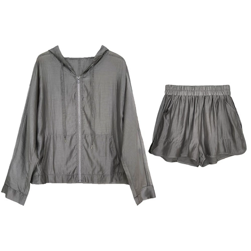 Одежда для защиты от солнца с капюшоном, тонкий летний комплект, дорожные дышащие шорты, штаны, по фигуре