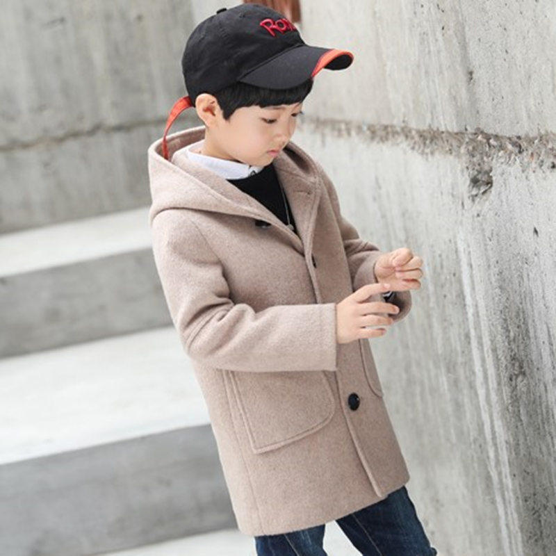 Boys' woolen coat boys' children's woolen coat spring and autumn primary school students foreign style thickened windbreaker