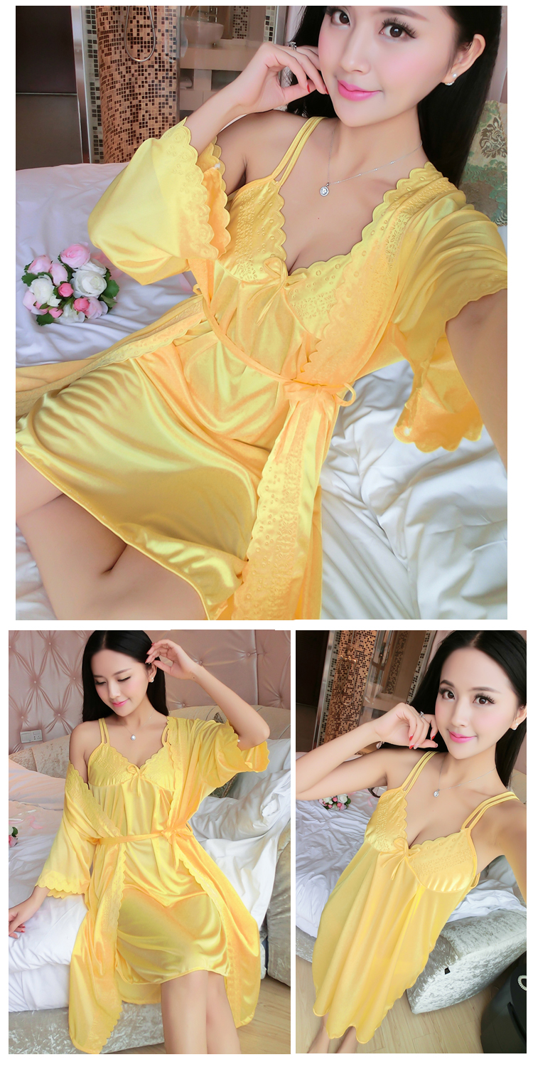 Đồ ngủ nữ mùa hè băng lụa gợi cảm dây đeo váy ngủ nữ mùa hè áo ngủ hai mảnh kích thước lớn dịch vụ nhà ngắn tay phù hợp với lụa váy lanh mặc nhà