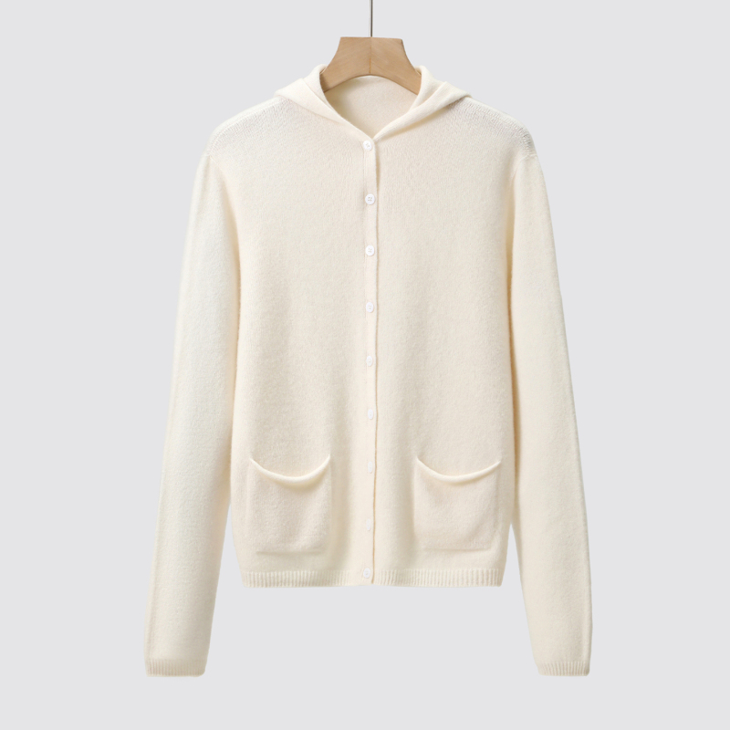 Simple, Casual and Comfortable White Sweater Cardigan with Cloud-Like Texture for All Seasons, Winter