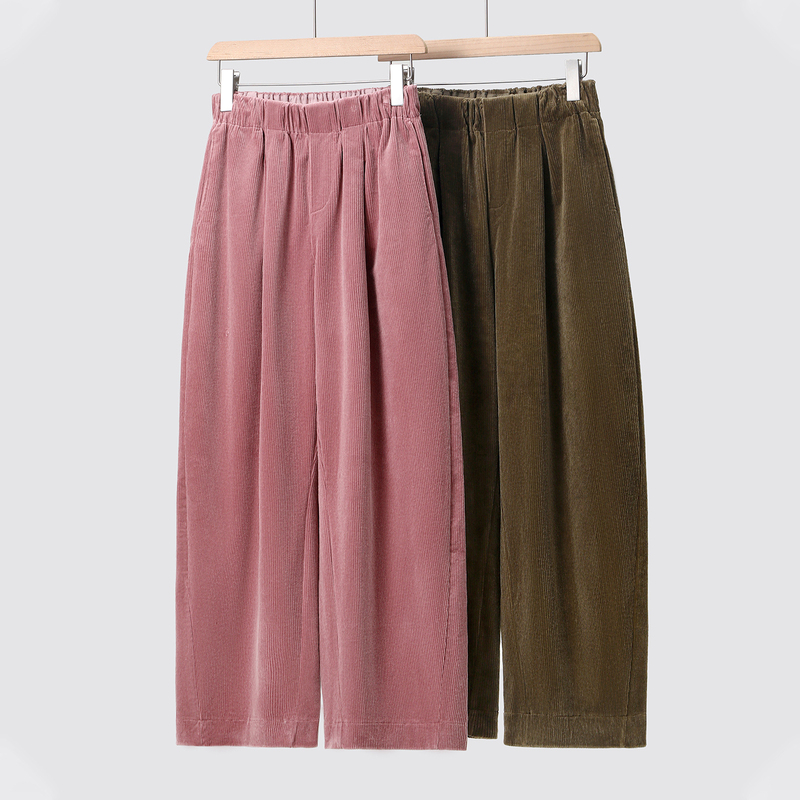 Four-Season Casual Wide-Leg Retro Pink and Brown Corduroy Cropped Granny Pants Cotton Pants Four-Season Casual Wide-Leg Retro Pink and Brown Corduroy Cropped Granny Pants Cotton Pants