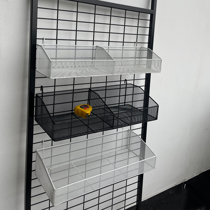 2 packs black grid hanging basket supermarket shelf goods hanging net storage basket mobile phone accessories wire grid