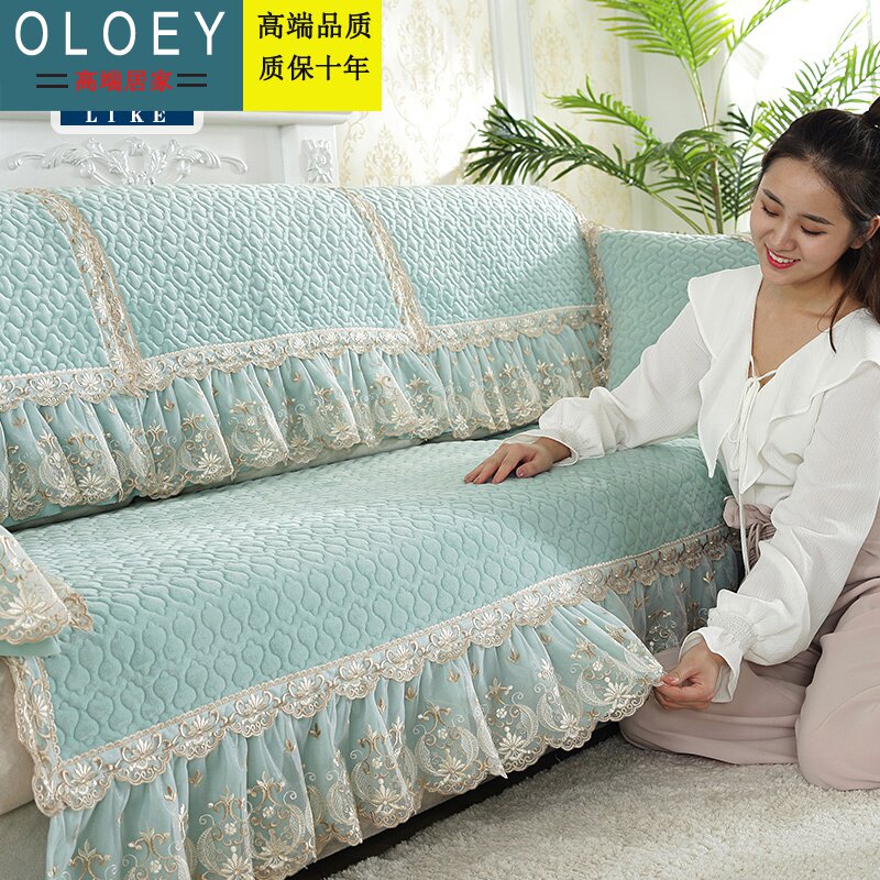 Light extravagant winter plush sofa cushion cover cloth art non-slip minimalist minimalist modern European-style sofa cover all-purpose cover-Taobao