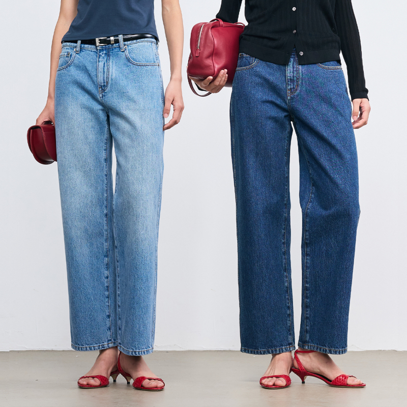 Ayuko｜Japan Okayama Kuroki Imported Black Wood Denim Mid-Low Waist Cropped Straight-Leg Jeans