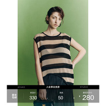 Ayuko｜Xinjiang long-staple cotton & Tencel fiber double luxury material｜Hollow lazy striped knitted vest