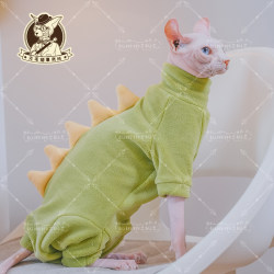 24 Autumn/Winter New Hairless Cat Clothes German Pet Kitten Cute Fleece-Lined Thickened Warm Long-Sleeve Four-Legged Outfit