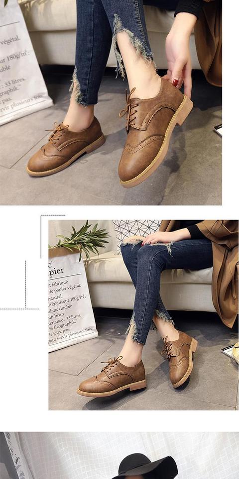Mùa xuân 2017 giày đế thấp đế bằng ren thấp để giúp giày nữ Giày retro nhỏ của Anh thoải mái giày slip on nữ
