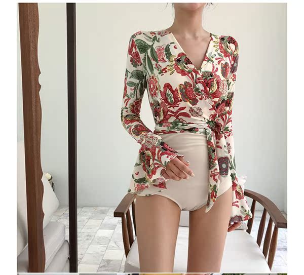 2019 phiên bản Hàn Quốc của bộ đồ bơi nữ một mảnh bảo thủ mới hai mảnh gợi cảm dễ thương in hình áo tắm suối nước nóng - Bộ đồ bơi One Piece váy bơi liền thân