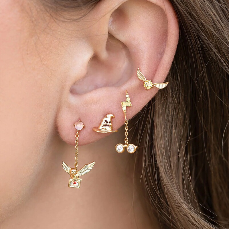 Harry Potter Earrings 6-Piece Set Copper Plated with Real Gold and Zircon Earrings Set College Style Earrings Harry Potter Earrings 6-Piece Set Copper Plated with Real Gold and Zircon Earrings Set College Style Earrings