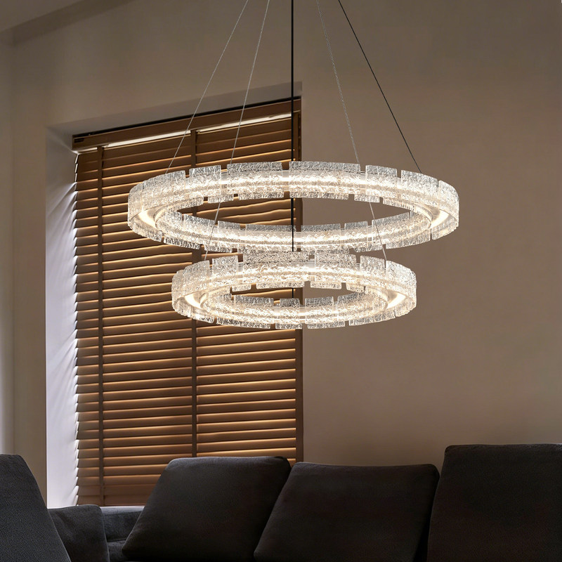 Italian-Style Light Luxury Living Room Circular Pendant Light, Modern Minimalist Creative Dining Room Bedroom Artistic Personality High-End Eye-Protection Lighting Fixtures