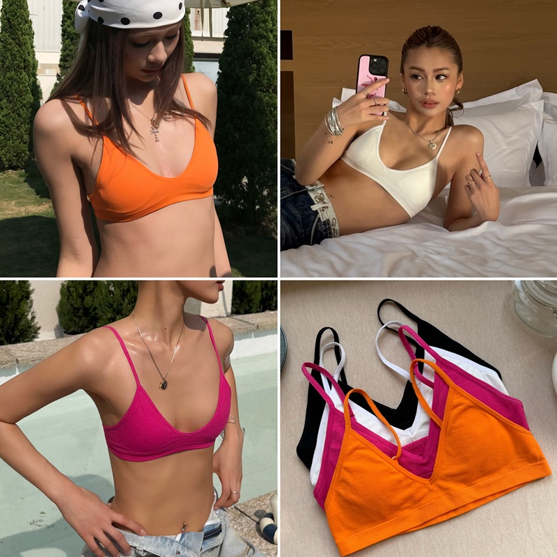 Audwyn【Fixed Bra Pads】Triangular Cup Bra for Layering or Wearing Alone, French Style Bra for Layering with Camisole Audwyn【Fixed Bra Pads】Triangular Cup Bra for Layering or Wearing Alone, French Style Bra for Layering with Camisole