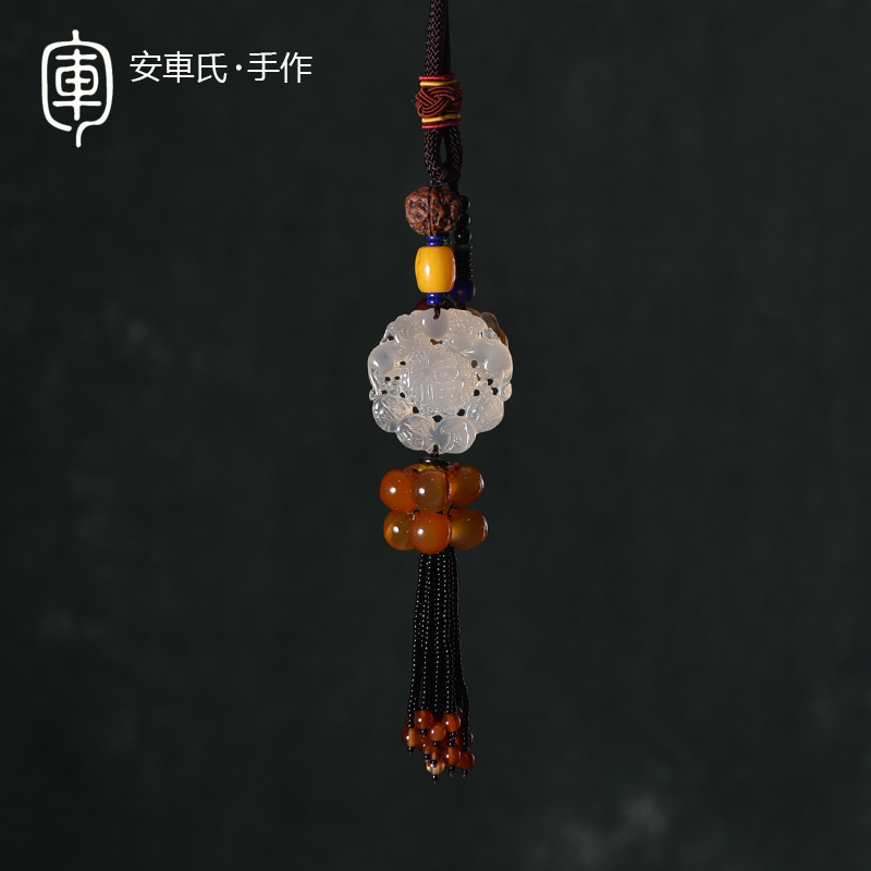 An Che's car pendant Fu Zi Da Pingan high-end natural chalcedony pendant couple rearview mirror creative pendant