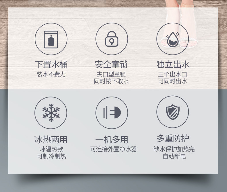 荣事达 立式下置水桶冷热饮水机 茶吧机 图2