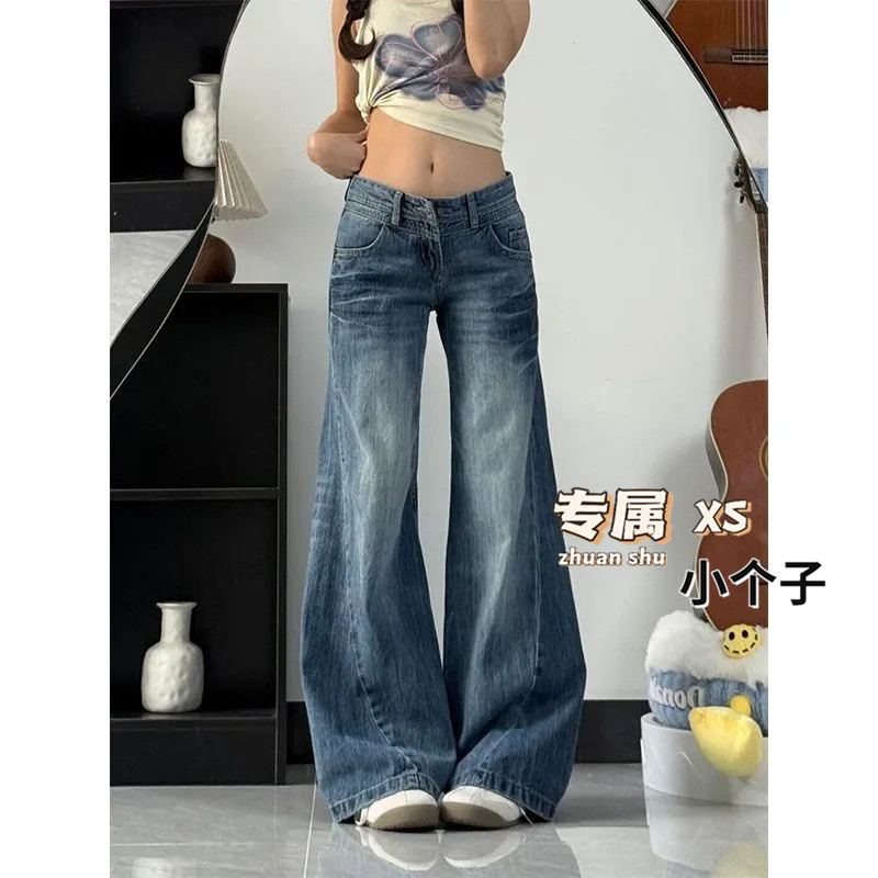 XS Petite Flared Jeans for Women, Low-Waisted, Pear-Shaped, Loose, Slimming, Wide-Leg, Floor-Length Pants XS Petite Flared Jeans for Women, Low-Waisted, Pear-Shaped, Loose, Slimming, Wide-Leg, Floor-Length Pants