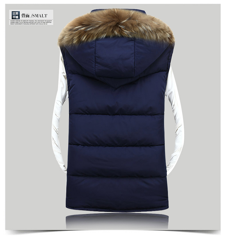 2018 mới mùa đông xuống áo vest nam dày trùm đầu lông lớn cổ áo bông nam và nữ đôi vest áo vest dạ nam trung niên