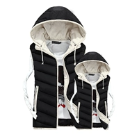 Mùa thu và mùa đông các cặp đôi xuống áo vest cotton Phiên bản nam và nữ vest nam vest vest có thể tháo rời mũ vest áo lông vũ
