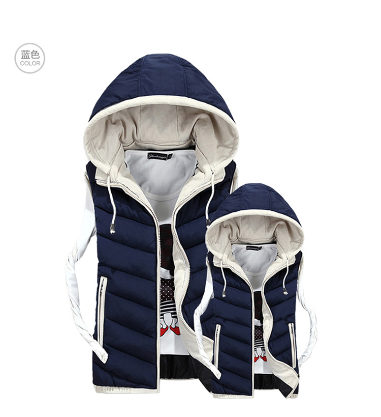 Mùa thu và mùa đông các cặp đôi xuống áo vest cotton Phiên bản nam và nữ vest nam vest vest có thể tháo rời mũ vest khoác vest nam