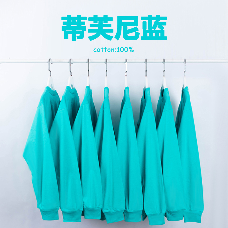 Super Bright White Series 230g Long-Sleeve T-Shirt Tiffany Blue Lake Green Round Neck Long-Sleeve Simple Style Unisex Top
