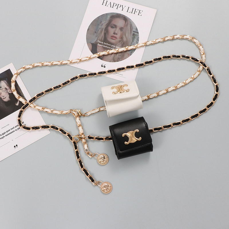 Net red with small fragrant wind Cairomen mini four square small purse Decorative Skirt Parquet Woven Waist Chain Bag-Taobao